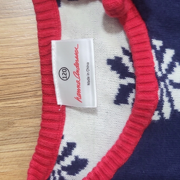 HANNAH ANDERSSON 100% Combed Cotton Blue Snowflake Sweater Dress - 120 - Picture 3 of 10